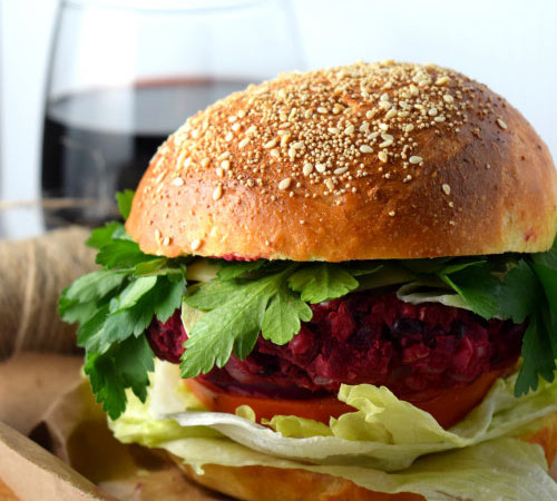 Smashed Beet Bean Burger Main