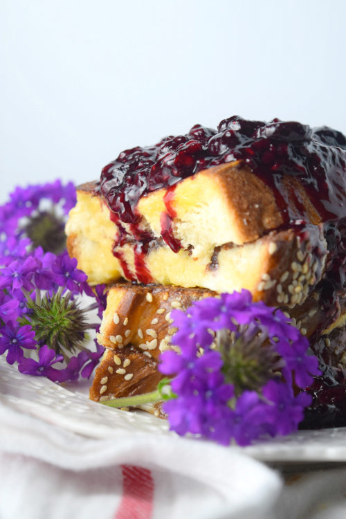Chocolate Peanut Butter French Toast with Wild Berry Jelly