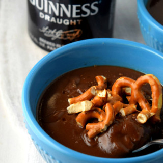 Guinness Chocolate Pudding with Pretzels