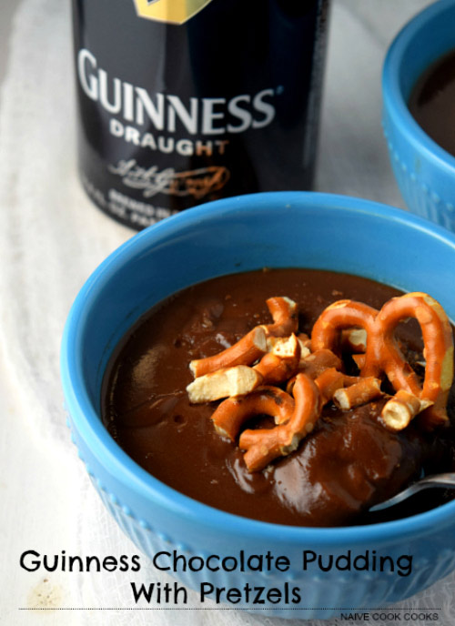 Guinness Chocolate Pudding with Pretzels