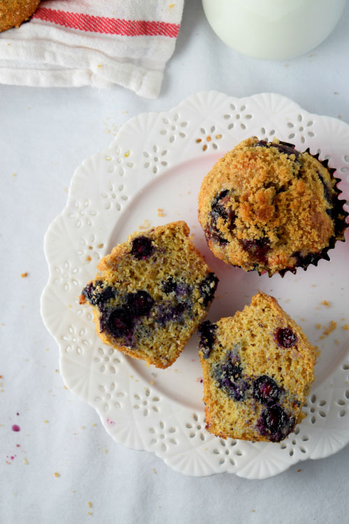 Inside of Skinny Whole Wheat Blueberry Muffins