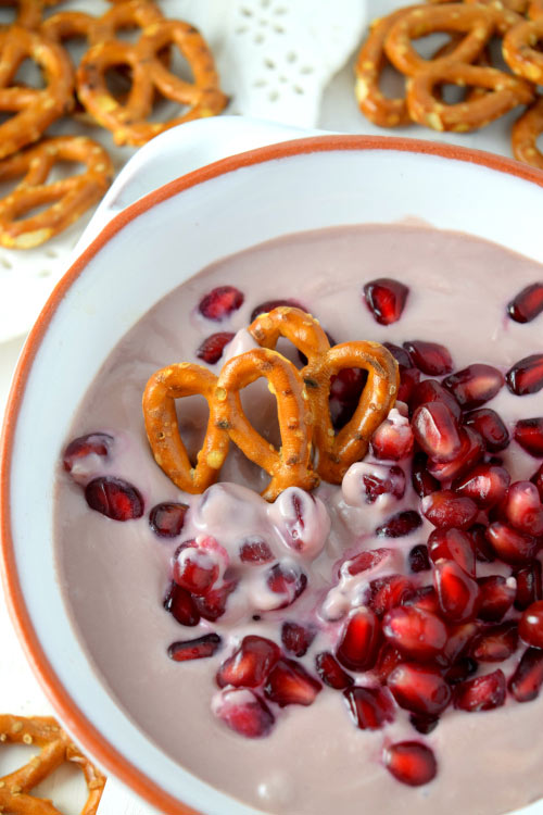 Whipped Goat Cheese & Grape Jelly Dip with pretzels
