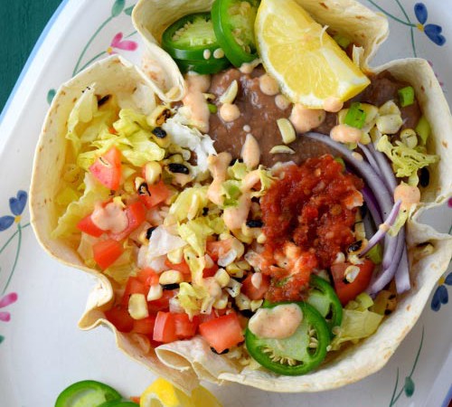 Beans & Rice Tortilla Bowls