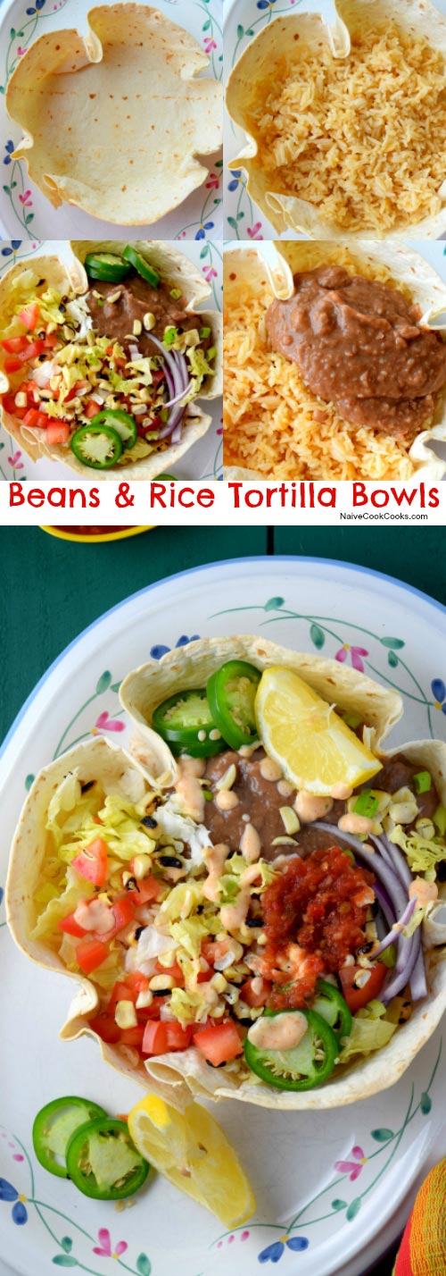 Beans & Rice Tortilla Bowls for Pinterest