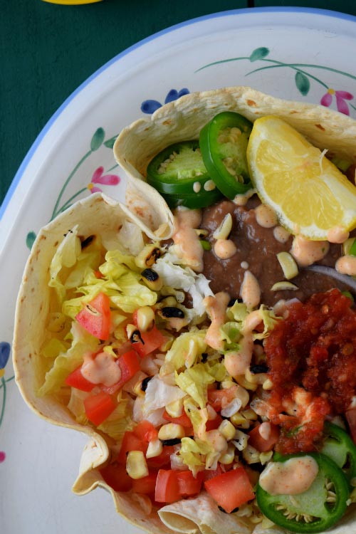 Beans & Rice Tortilla Bowls is a Simple Tex Mex Salad