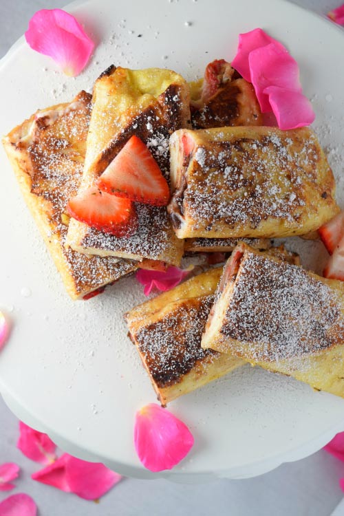 Chocolate Strawberry Cheesecake Tortilla French Toast Ready for Breakfast