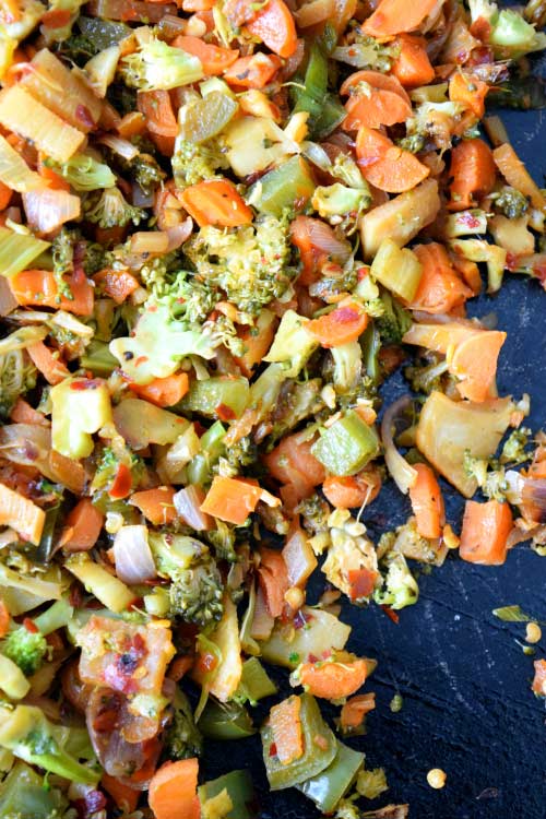 Chopped Veggies for Thai Veggie Enchiladas