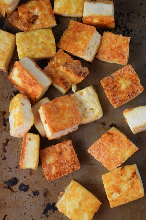 Cripsy Tofu for Easy Asparagus and Tofu Noodles