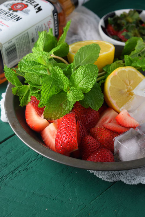 Ingredients for Bourbon Strawberry Slushies