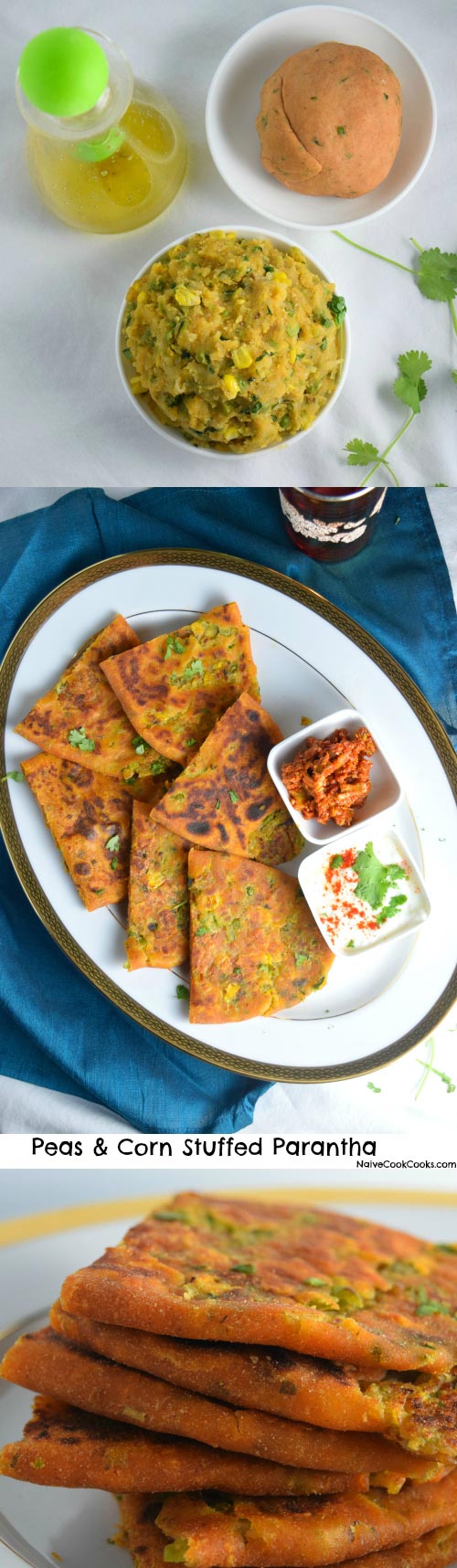 Peas & Corn Stuffed Parantha for Pinterest