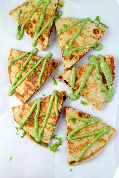 potato quesadillas with beets