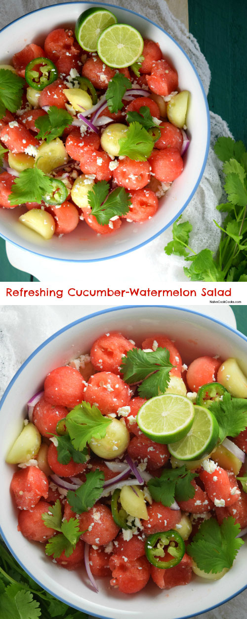 Refreshing Cucumber-Watermelon Salad for Pinterest