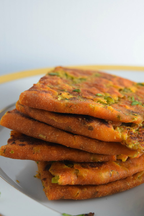 Stack of Peas & Corn Stuffed Parantha