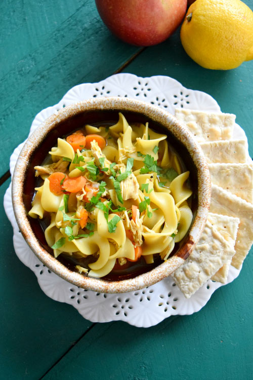 Turmeric Chicken Noodle Soup Ready for Crack Dipping