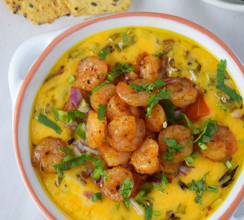 Blackened Shrimp & Roasted Poblano Queso