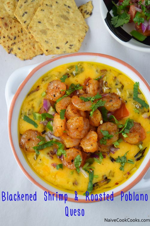 Blackened Shrimp & Roasted Poblano Queso Fundido