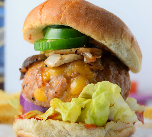 Cheese Stuffed Cajun Turkey Burgers