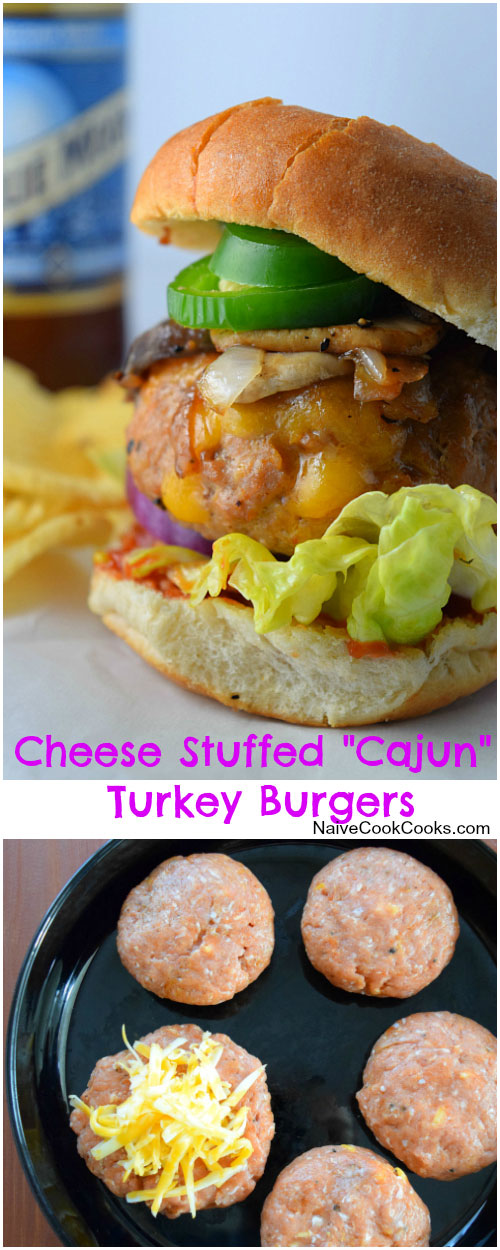 Cheese Stuffed Cajun Turkey Burgers for Pinterest