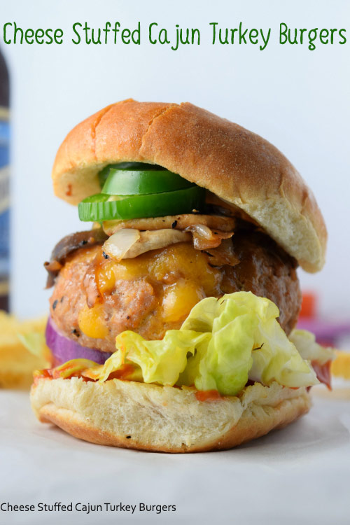 Cheese Stuffed Cajun Turkey Burgers