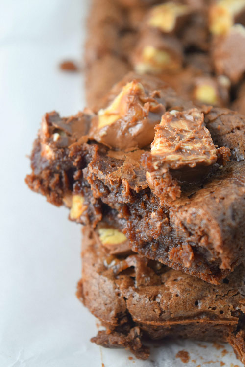Delicious Double Trouble Snicker Brownies
