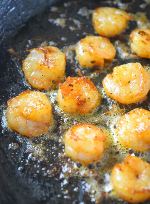 Sautee Blackened Shrimp for Queso Fundido