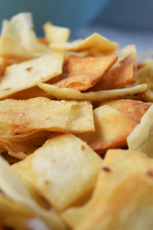 Fried Tortilla Chips for Baked Bean Taco Salad