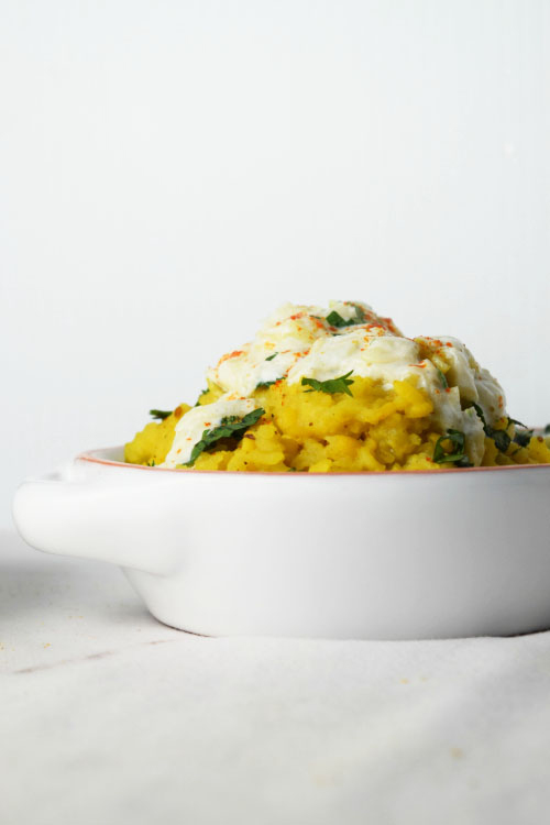 One Pot Lentils and Rice with Cucumber Yogurt - Simple Khichdi Recipe