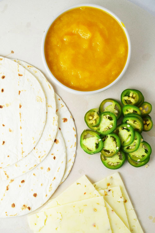 Ingredients for Cheesy Mango Quesadilla