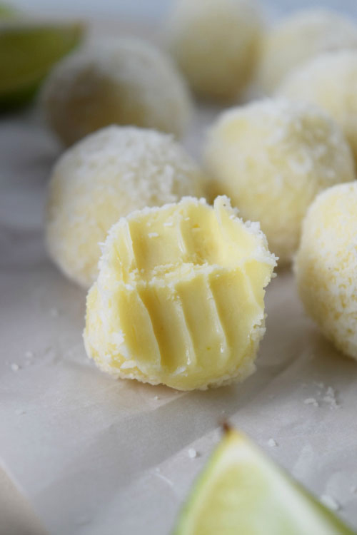 Inside of Tropical White Chocolate Truffles