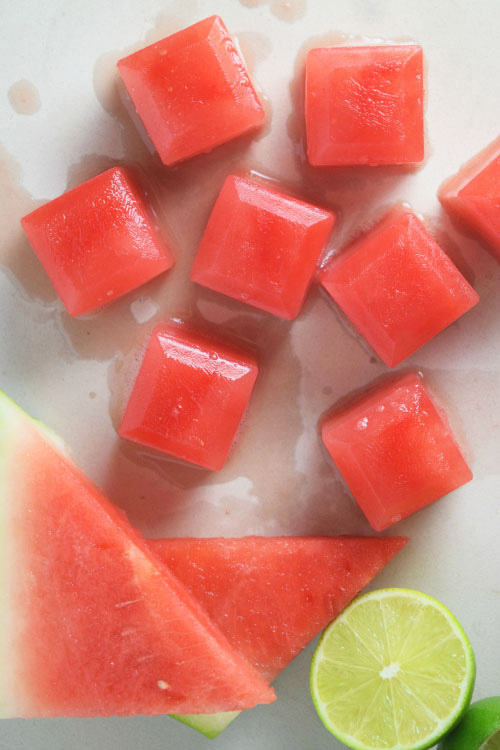 Watermelon Ice Cubes for Watermelon Vodka Limeade