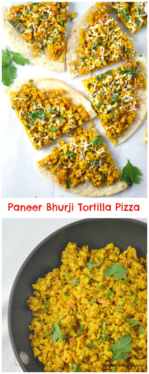 Paneer Bhurji Tortilla Pizza for Pinterest