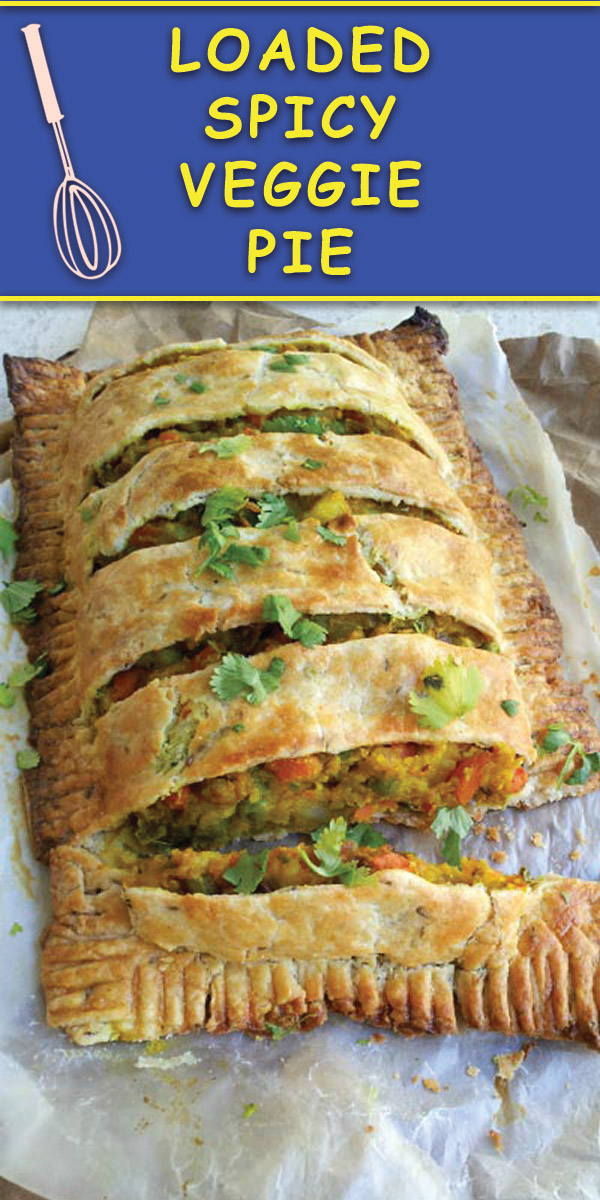 Loaded Spicy Veggie Pie : This delicious cumin scented buttery crust pie filled with a mouth watering veggie filling is perfect for holiday brunches/dinners and leftovers are great for quick grab & go breakfast!