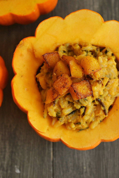 Roast Garlic Pumpkin Rice Stuffed In a Pumpkin