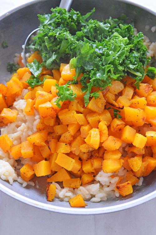 Butternut Squash Kale Risotto Being Cooked