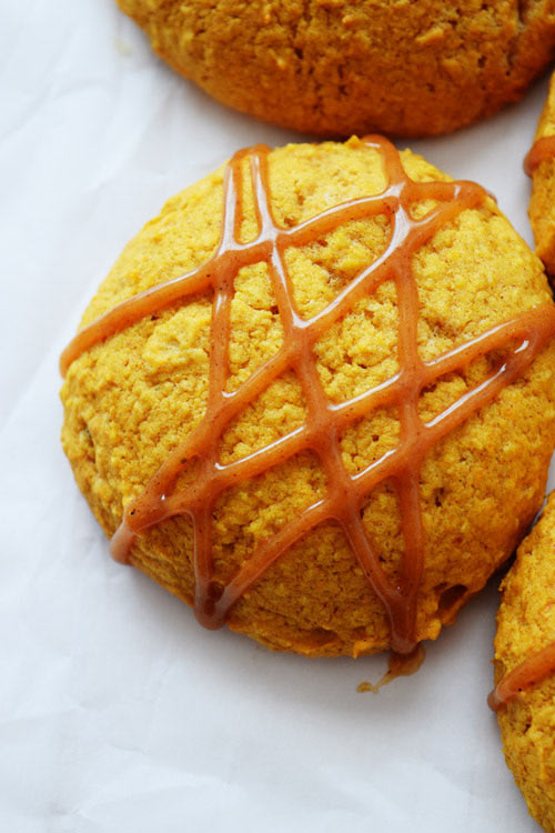 Peanut Butter Glaze on Soft Pumpkin Oatmeal Cookies