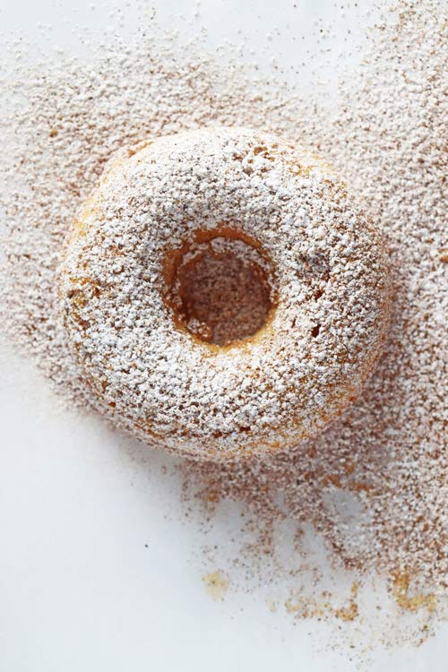 Apple Pie Cake Doughnut with Powdered Sugar