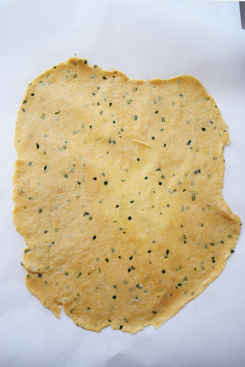 Homemade Rosemary Cracker Dough Rolled Out