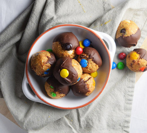 No Bake M&M Protein Balls