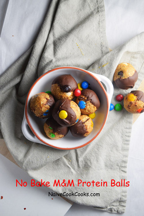 No Bake M&M Protein Balls