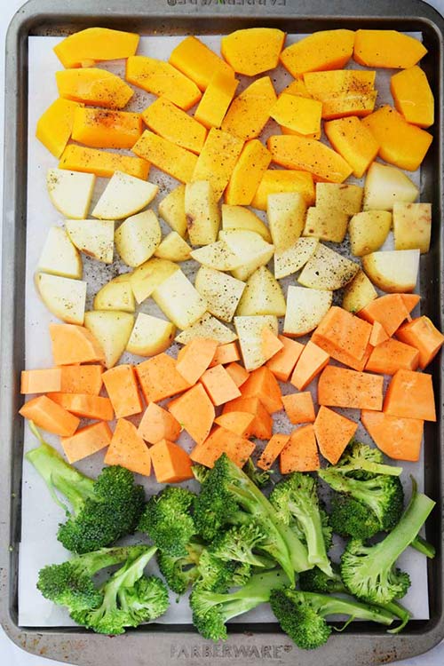 Tray of Veggies for Seasoned Roasted Vegetables