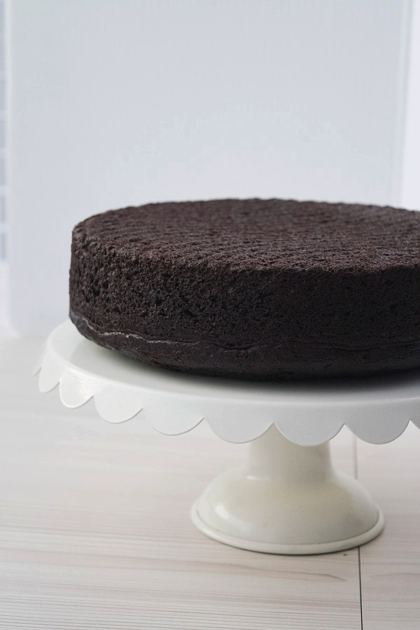 best simple chocolate cake ready to be iced