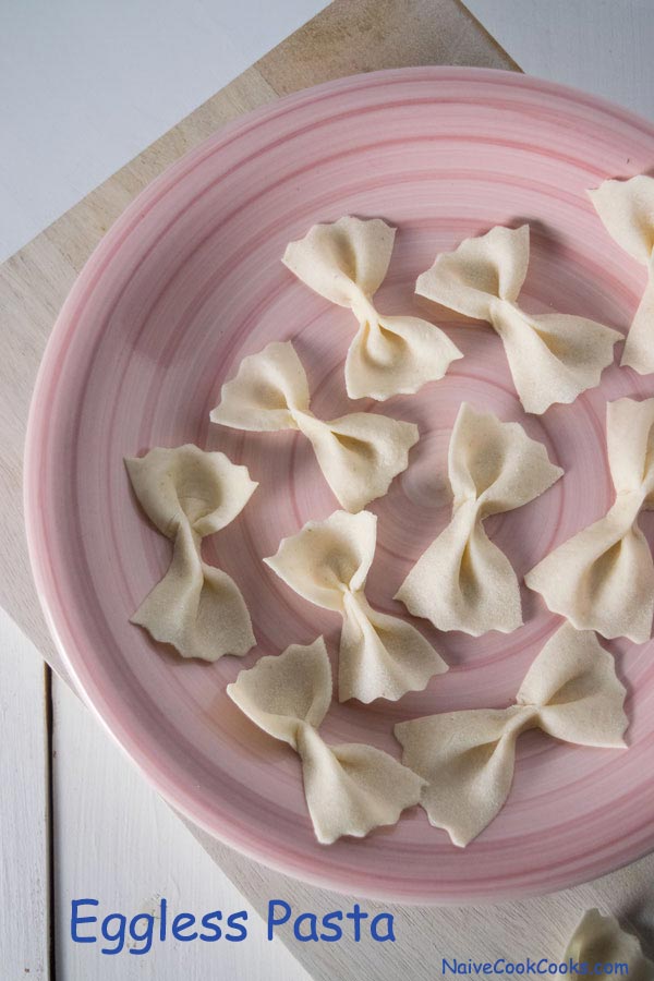 eggless pasta ready to be cooked