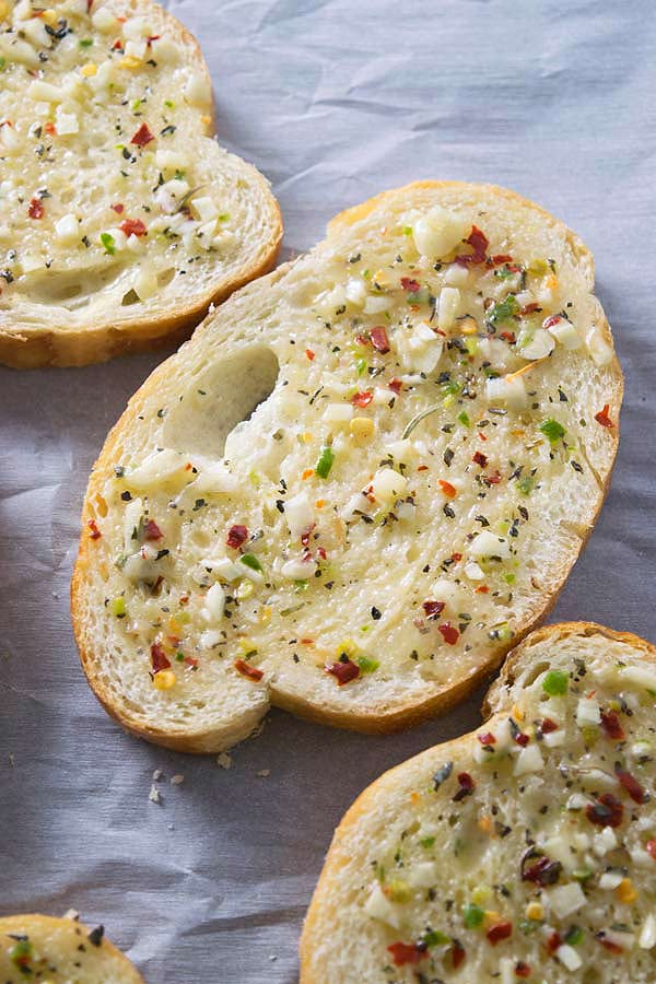 garlic bread ready to go in oven