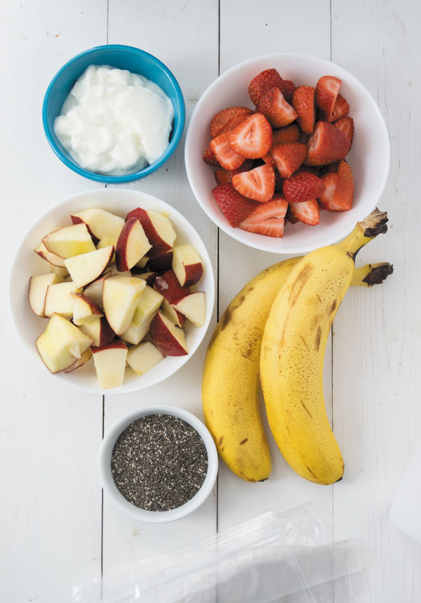 ingredients for freezer smoothie packets