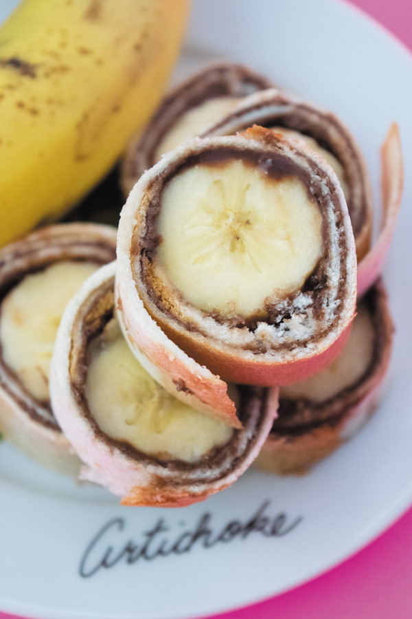 banana nutella bread sushi rolls