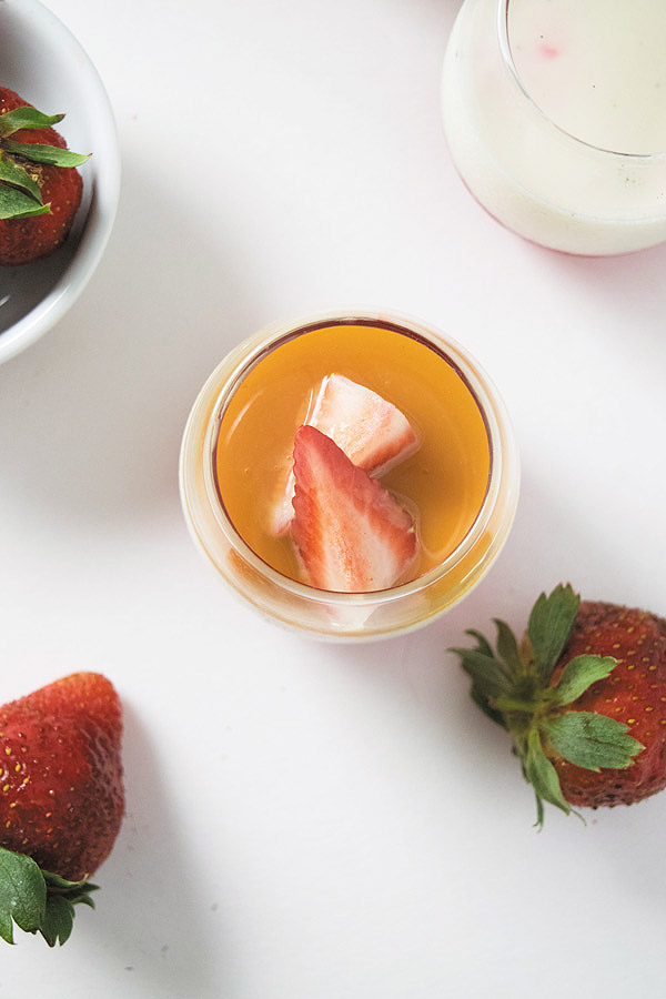 caramel strawberry panna cotta