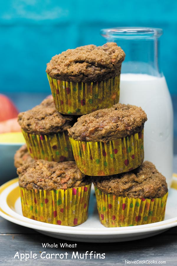 whole wheat carrot apple muffins 1