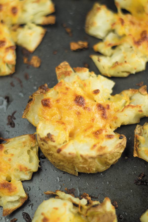 cheesy smashed potatoes