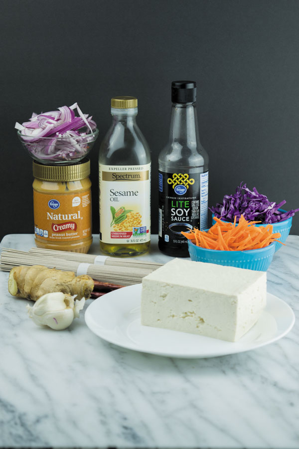 ingredients for spicy peanut sauce noodles