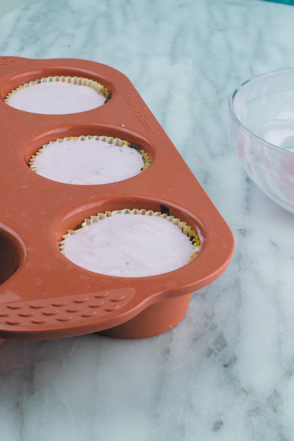 neapolitan ice cream cupcakes ready for freezing